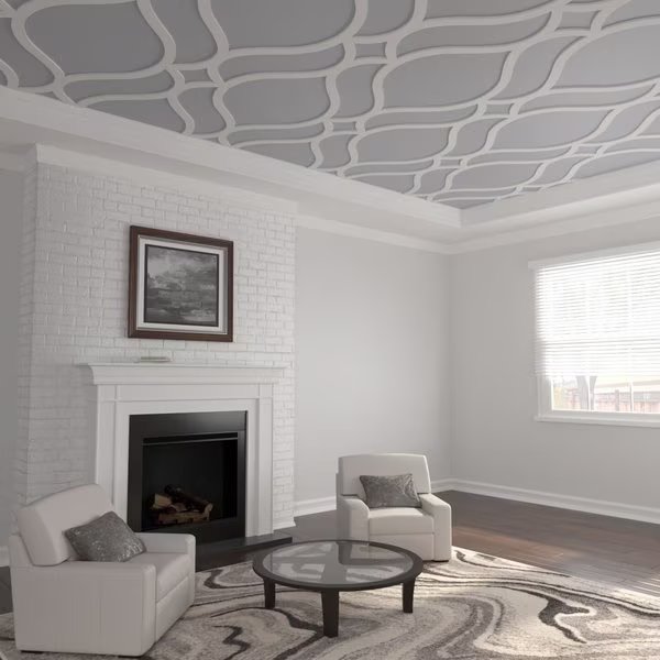 63W x 94 12H x 58T Large Villarreal Decorative Fretwork Ceiling Panels, PVC, Ekena Millwork, Mfr#: CELP63X9502VIL